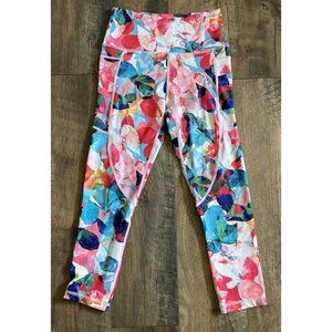 Zyia Womens Sz XS Floral Light N Tight Capri Pocket Leggings Activewear Colorful